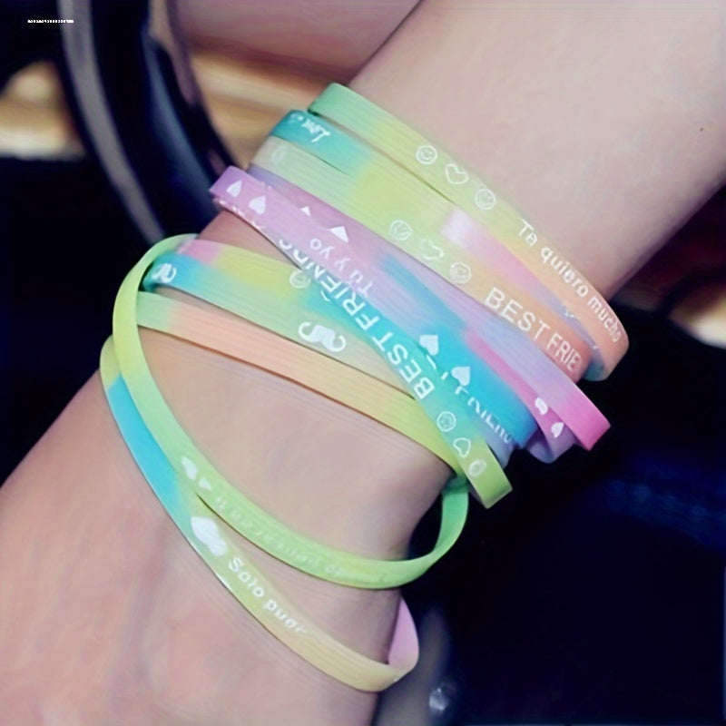 Glow-in-the-Dark Silicone Bracelets (1/2/10 pcs): Adjustable 3mm Wide Party Favors for Birthday, Graduation, Halloween, and Christmas