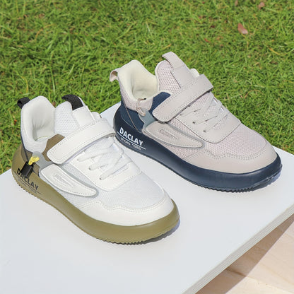 Kids' Vintage Street Sneakers - Breathable PU & Fabric Upper, EVA Sole, Round Toe. Ideal for Casual Wear, Hiking, and Daily Outdoor Activities (Spring/Fall/Summer). - Hiccupzz
