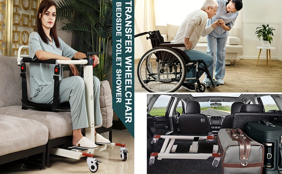 Patient Lift Transfer Chair, Portable Lift for Home, Adjustable Height/Width, Wheelchair Lift for Disabled Elderly Nursing, Car Transfer Aid