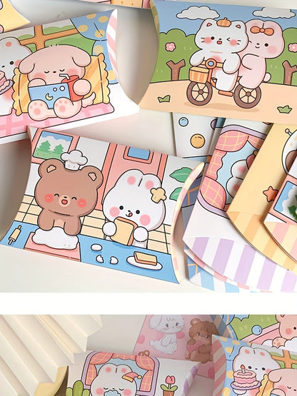 Cartoon Animal-Themed Pillow Gift Boxes (1-Pack) – Perfect for Small Candies, Birthdays, Holidays, and Special Occasions, Featuring Adorable Bear and Bunny Designs - Hiccupzz