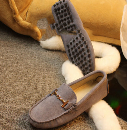 Spring And Autumn New Leather Frosted T Buckle Beanie Shoes - Hiccupzz