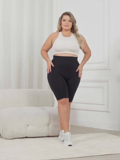 3-Pack Plus Size Yoga Shorts For Women, High Waist Peach Lift, Stretchy, Butt-lifting, High Elasticity, Fitness Activewear, Quick-Dry, Seamless Sport Shorts Set - Hiccupzz