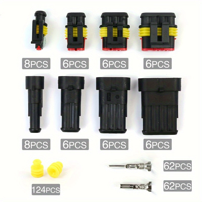 352 Pcs Waterproof Automotive Electrical Connector Kit - Durable 1/2/3/4 Pin Wire Plugs for Car Repairs