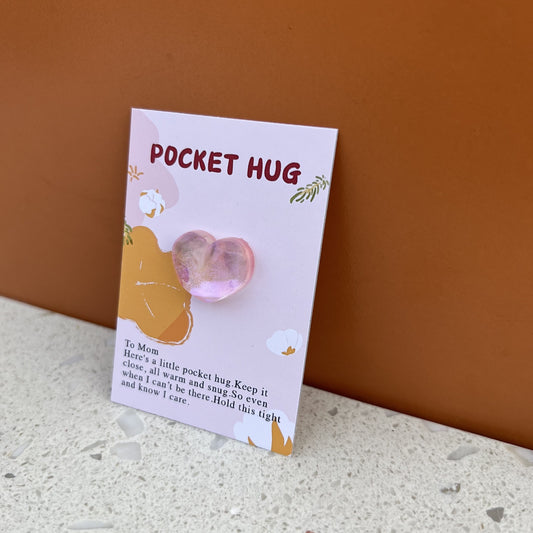 1Pc, Pocket Hug Poem Card: Tiny Pink Heart Gift for Mother's Day and Special Moments