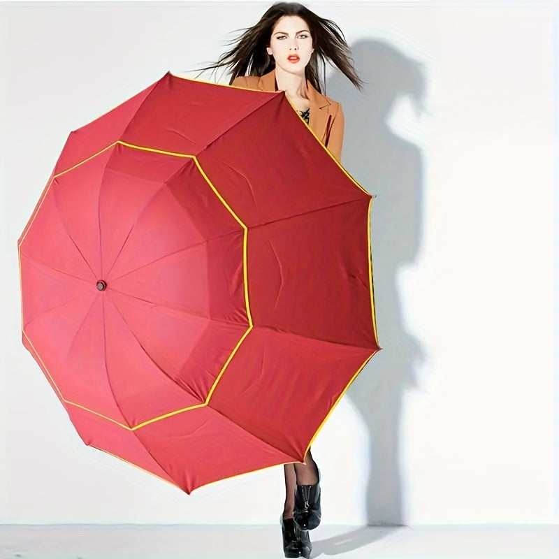 Solid Color Large 10 Ribs Folding Umbrella - Casual, Lightweight, Durable, Portable & Windproof Umbrella for Men & Women