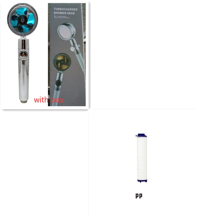 Shower Head Water flow 360 Degrees Rotating With Small Fan ABS Rain High Pressure Spray Nozzle Bathroom Accessories