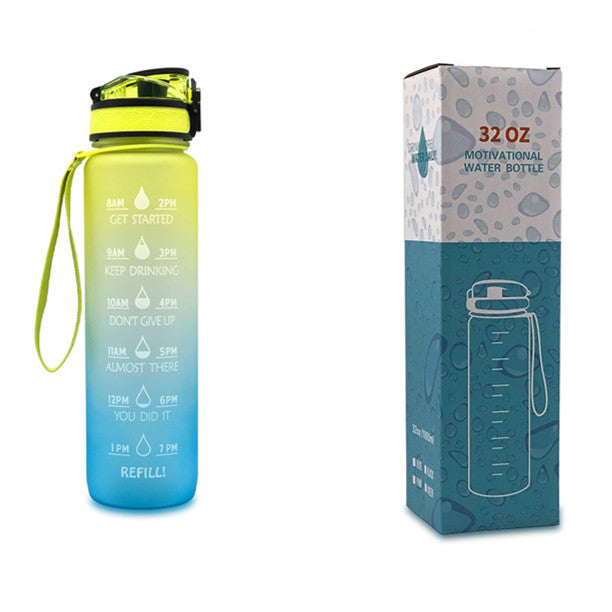 1L Tritan Water Bottle With Time Marker Bounce Cover Leakproof Cup For Sports Fitness