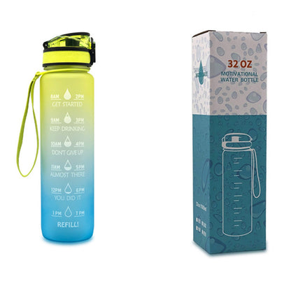 1L Tritan Water Bottle With Time Marker Bounce Cover Leakproof Cup For Sports Fitness