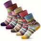 5 Pairs Women's Winter Knitted Socks - Thick, Warm, Soft, for Hiking, Skiing, Outdoor & Casual Wear - Hiccupzz
