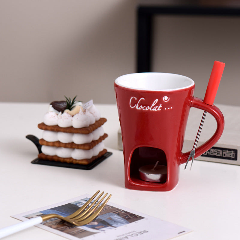 Mini Fondue Mug Set - Personal Chocolate, Cheese, and Butter Warmer Kit