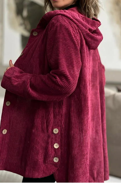 Women's Hooded Loose Corduroy Casual Jacket - Hiccupzz