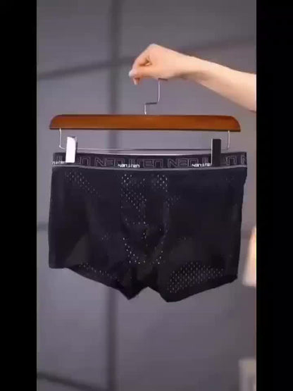 4-Pack Men's Ice Silk Antibacterial Underwear - Breathable Stretchy Boxer Briefs for Spring & Summer - Hiccupzz