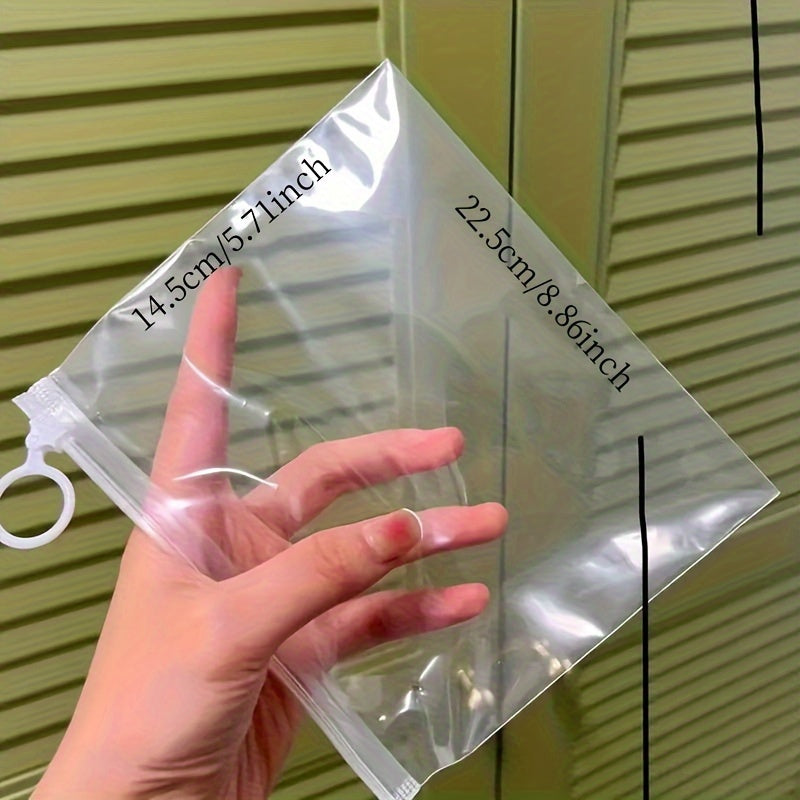 10pcs Extra Thick Transparent Zipper Storage Bags – Ideal for Stationery, Travel, Cosmetics, and Sundries