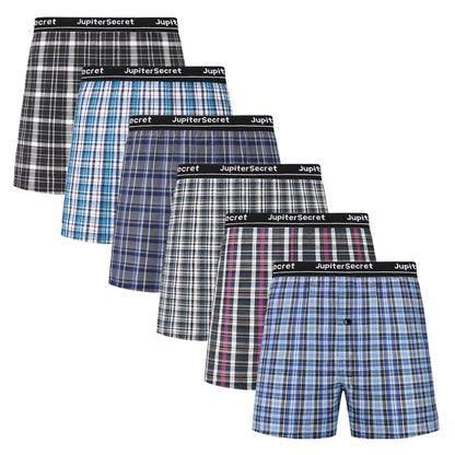 JupiterSecret Men's Woven Boxer Shorts - 6/10-Pack, Elastic Waistband, Random Colors - Hiccupzz