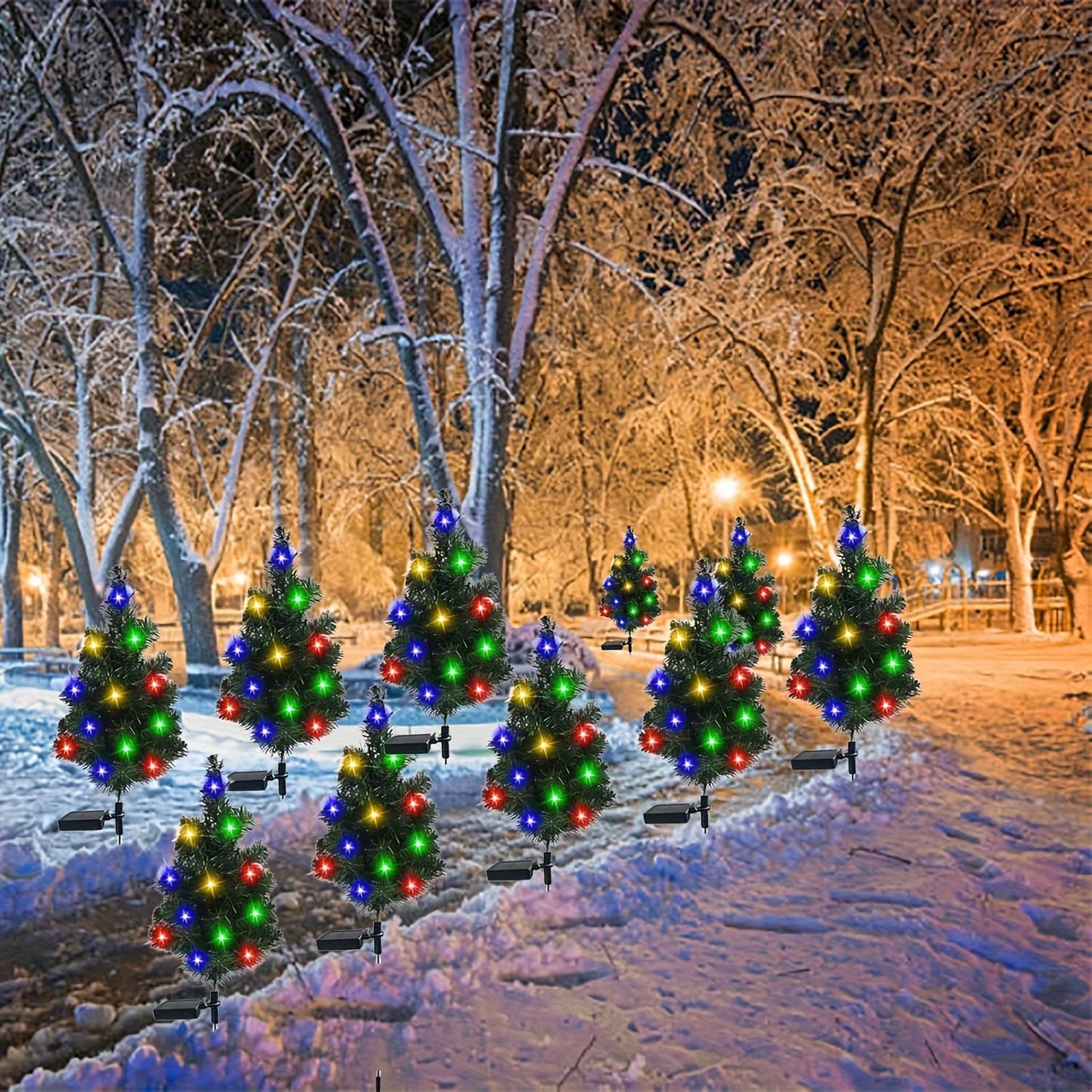 Solar-Powered Christmas Tree Garden Stake Lights