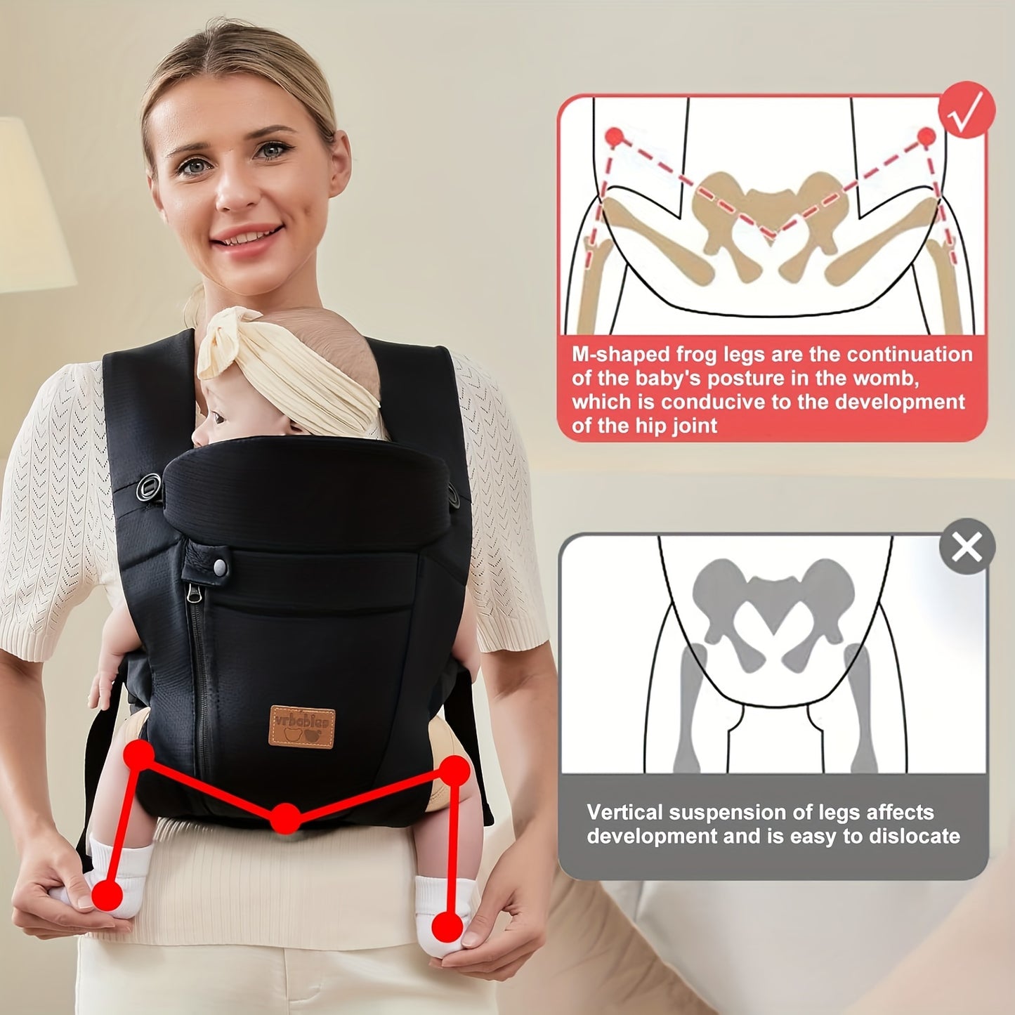 Ergonomic Baby Carrier - Newborn & Toddler Wrap, Hands-Free Sitting Support Sling, Breathable Chest Carrier