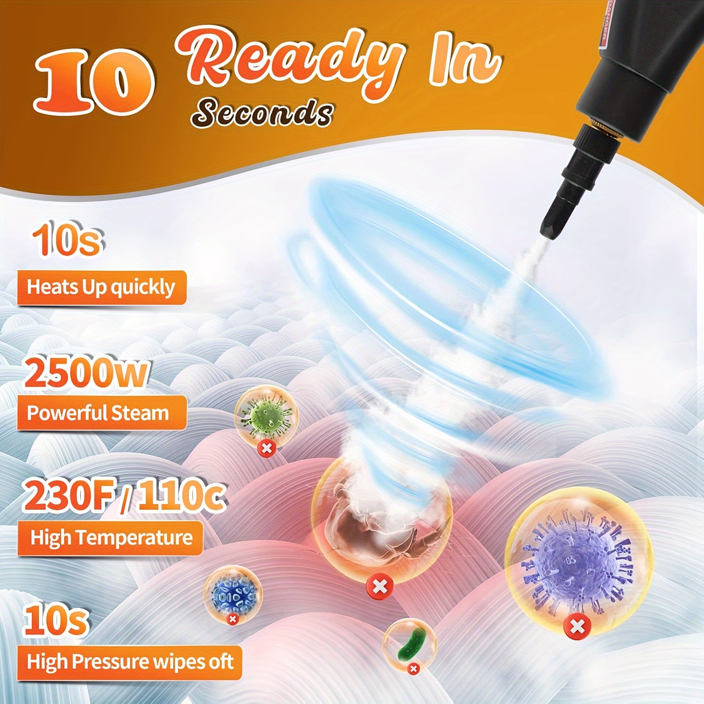 Steam Cleaner 2500W Handheld High-Temperature Pressurized