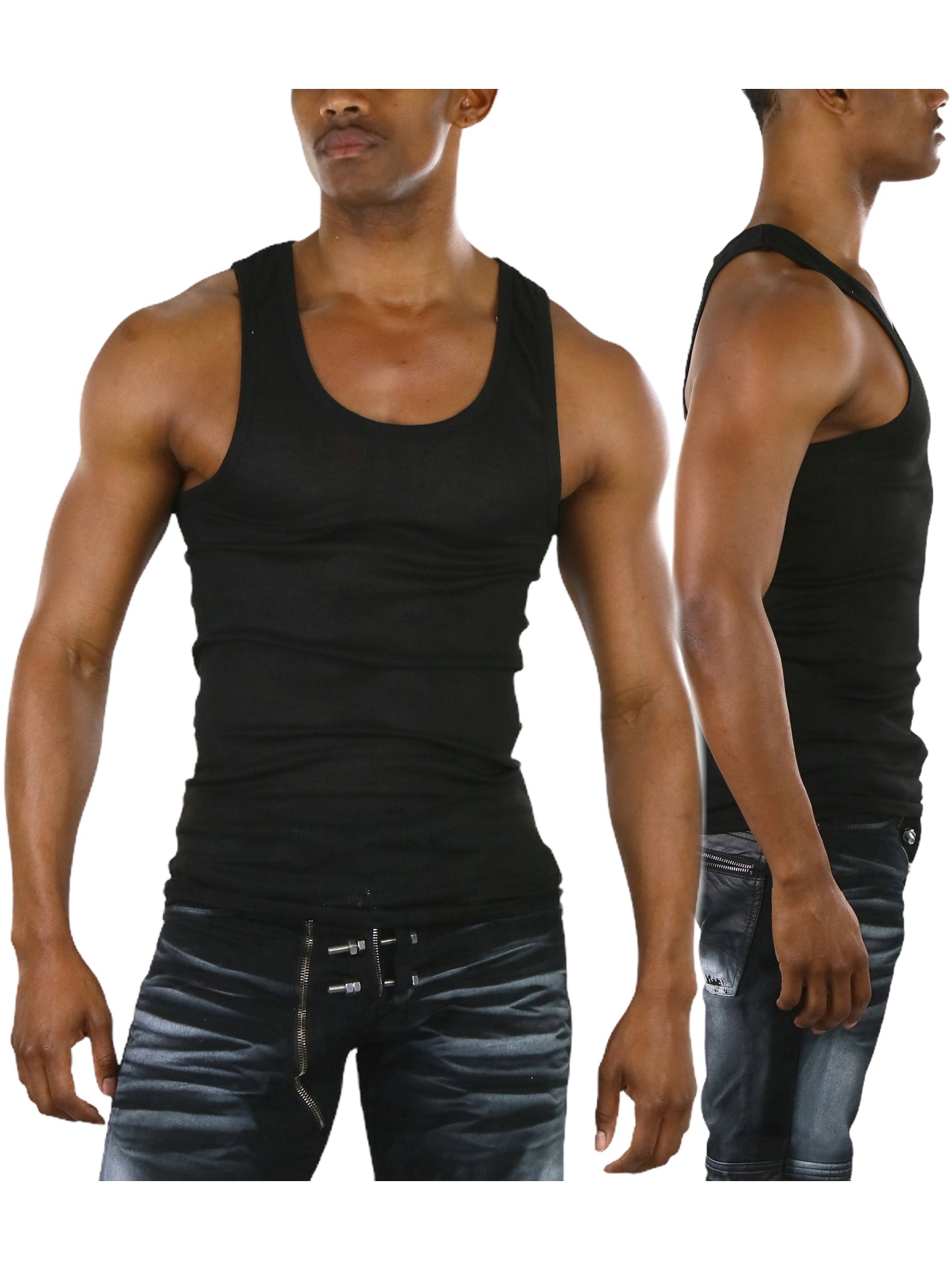 Men's Multi-Pack of Slim Fit Shallow Scoop Neck Undershirts