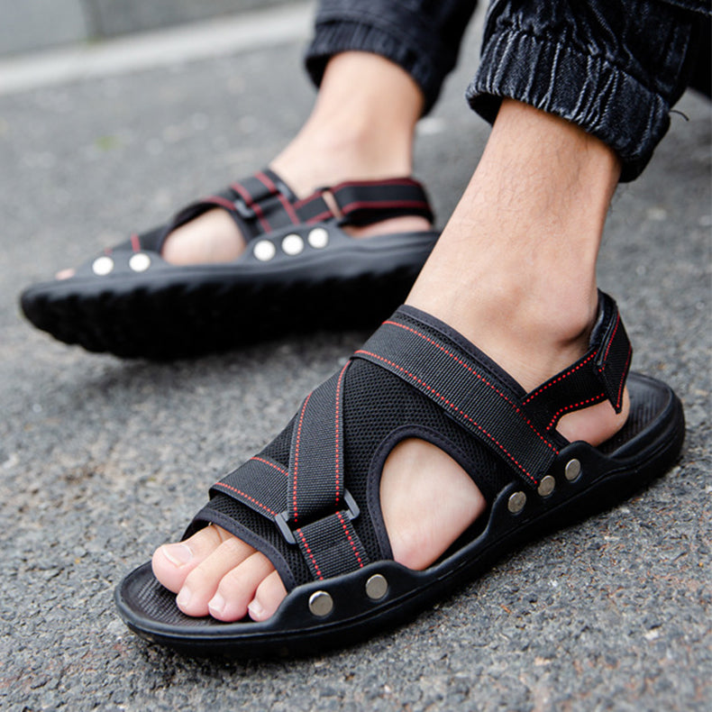 Casual Roman Sandals Men Strap Velcro Shoes