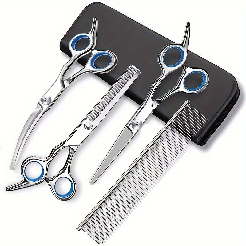 Dog Grooming Scissors Kit – Professional Pet Cleaning and Grooming Tool Set with Safety Round Tip Stainless Steel Shears for Dogs & Cats