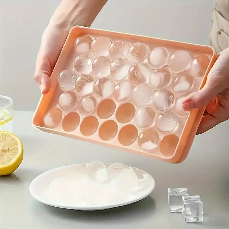 33-Grid Ice Cube Tray with Lid - Quick-Release, Stackable Ice Maker for Kitchen & Beverages