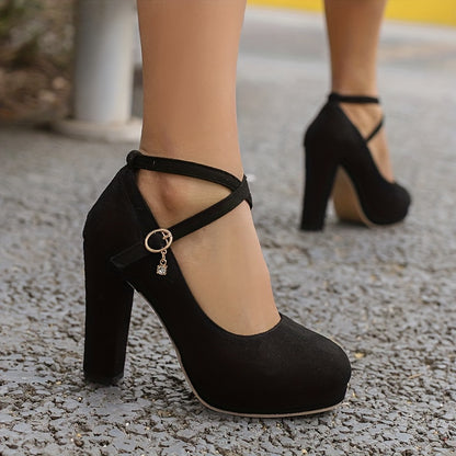 Elegant Women's Buckle Strap Platform Pumps for Weddings and Banquets - Hiccupzz