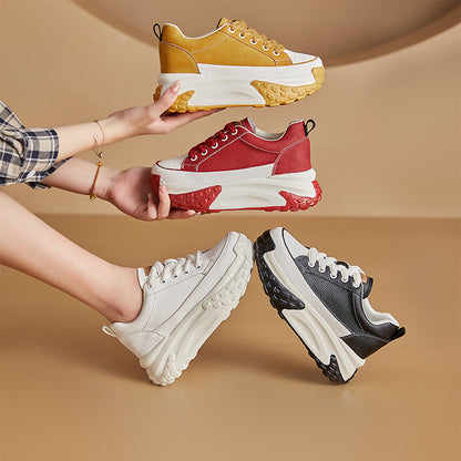 Women's White Shoes Lace Color Block - Hiccupzz