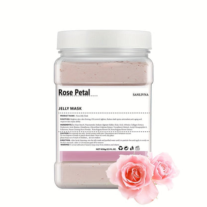 Rose Petal Jelly Facial Mask Powder - Hyaluronic Acid, Collagen, Alcohol-Free, Unscented Cleansing Gel Mask for All Skin Types - Peel Off Moisturizing Skincare for Men & Women, 23 Fl oz Jar (Unisex-Adult) - Hiccupzz