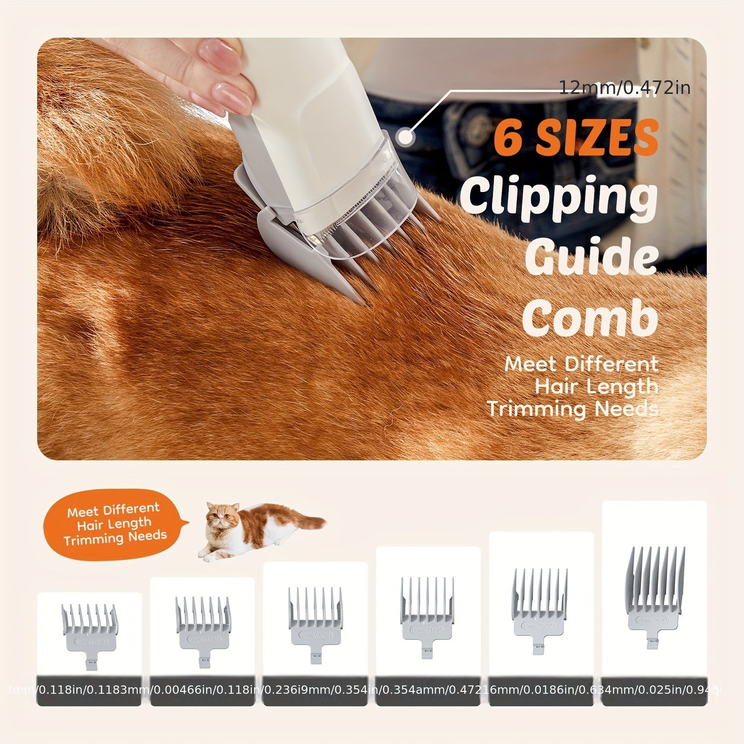 Pet Grooming Vacuum Kit 5 in 1 - Strong Suction Power, 99% Pet Hair Removal, Professional Clippers with 6 Guide Combs, Multifunctional Grooming Tools for Dogs, Cats, and Other Animals