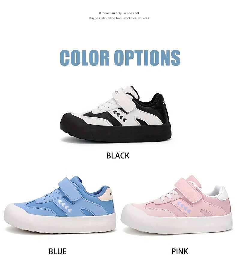 Boy's Trendy Street Style Color Block Skateboard Shoes, Hook & Loop Fastener Comfy Non Slip Durable Sneakers For Outdoor Activities