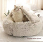 2 In 1 Dog And Cat Bed Pet Winter Bed Round Plush Warm Bed House Soft Long Plush Pets Bed Pet Products - Hiccupzz