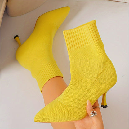 Women's Elegant Pointed Toe Ankle Boots - All-Season Slip-On Dress Boots with Stiletto Heel - Hiccupzz