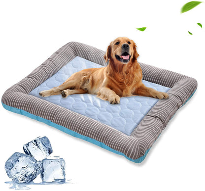 Pet Cooling Pad Bed For Dogs Cats Puppy Kitten Cool Mat Pet Blanket Ice Silk Material Soft For Summer Sleeping  Blue Breathable - Hiccupzz