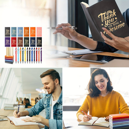 24 Pcs Inspirational Gift Journals With Ballpoint Pen A6 Leather Journal Notebook Bulk For Employee Appreciation Gift Coworker Teacher Nurse Business Work School (Awesome) - Hiccupzz