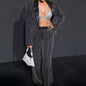 Striped Blazer Fashion Loose-fitting Wide-leg Trousers Suit - Hiccupzz