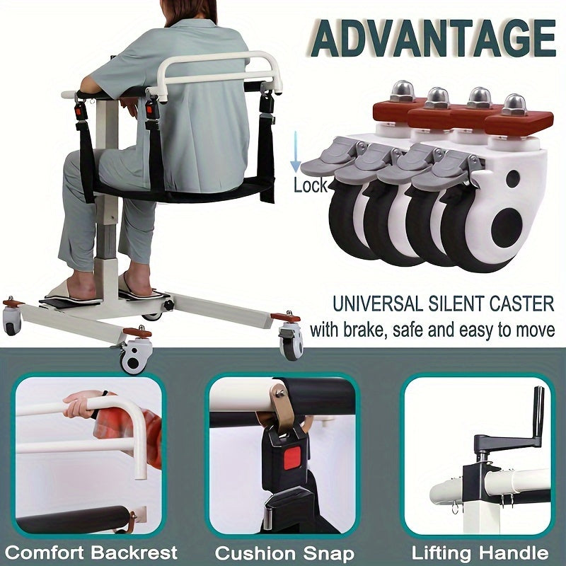 Patient Lift Transfer Chair, Portable Lift for Home, Adjustable Height/Width, Wheelchair Lift for Disabled Elderly Nursing, Car Transfer Aid