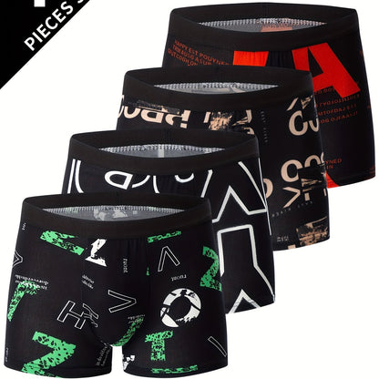 4-Pack Men's Flower Pattern Boxer Briefs - Breathable Antibacterial Sports Shorts for Casual Comfort - Hiccupzz