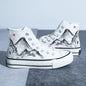 Chinese Style Canvas Shoes Retro Landscape Painting Lotus Pond Bamboo Forest Student High-top Board Shoe - Hiccupzz