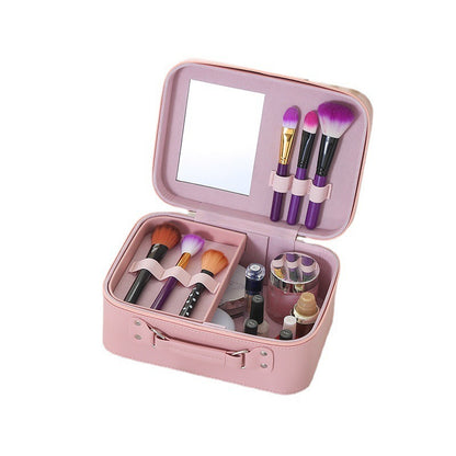 Solid Color PU Leather Large Capacity Portable Waterproof Women's Cosmetic Bag - Hiccupzz