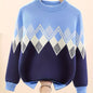 Boys Jacquard Sweater, Warm, Stretchy, Round Neck, Long Sleeve - Hiccupzz