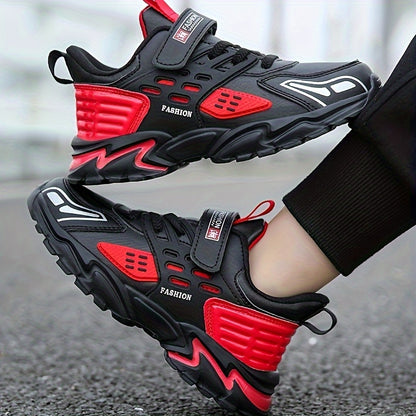 Stylish Boys' Thick-Soled Sneakers with Hook & Loop, Comfortable for Sports and Outdoor Activities. - Hiccupzz