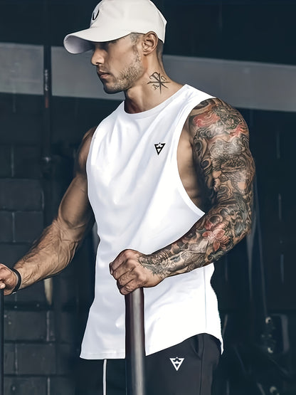 Men's Solid Tank Top - Quick-Dry Stretch Crew Neck Sleeveless Shirt for Gym & Fitness - Hiccupzz