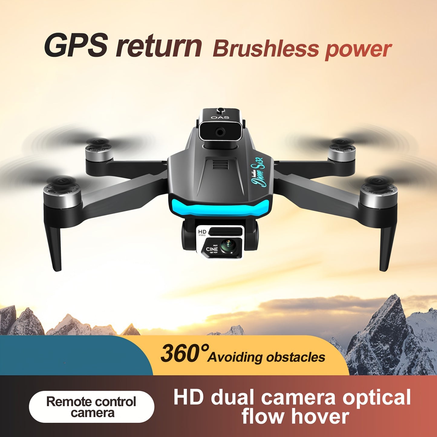 GPS Positioning Drone S132 with Brushless Motor, Intelligent Obstacle Avoidance, Optical Flow Positioning, ESC WiFi Dual HD Camera, and 18-Minute Battery Life