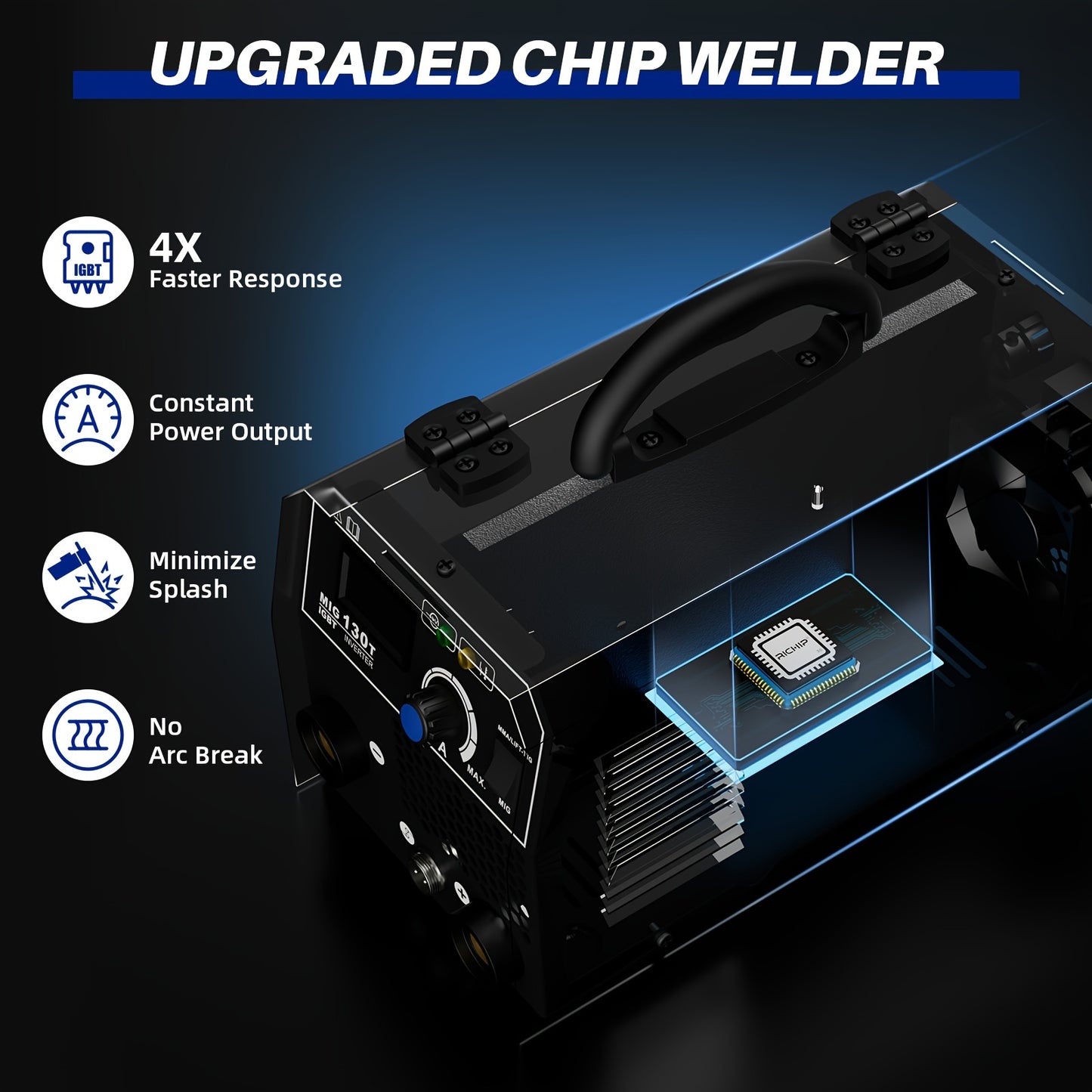 3-in-1 Flux Core Welder, 130A MIG Welder, MIG/Lift TIG/Stick Welding Machine 110v with Synergic Control, IGBT Inverter Portable Gasless Welder Equipment with Welding Gun, and 1Lb Welding Wire