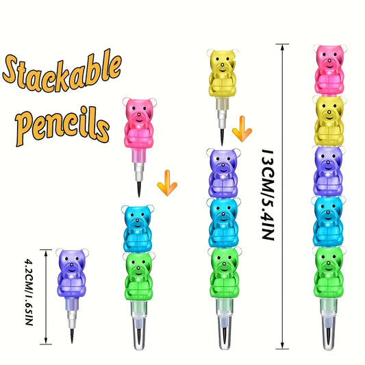 5pcs/10pcs/20pcs Random Creative Bear 5-Section Pencils – Fun Office and School Supplies