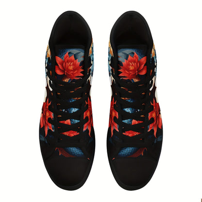 Men's Dragon Pattern High Top Skateboard Shoes - Non-Slip, Durable Lace-Up Sneakers - Hiccupzz