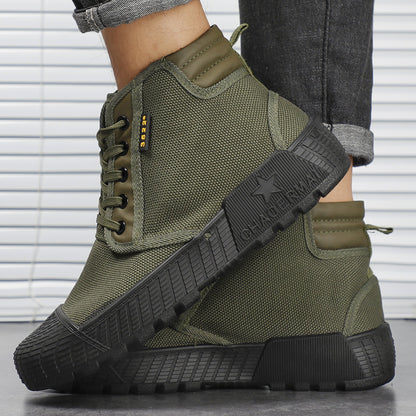 Construction Site Wear-resistant Non-slip High Top Canvas Breathable Shoes - Hiccupzz
