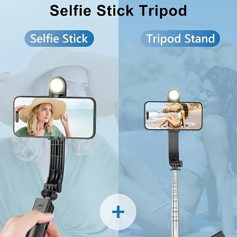 1 Pc 40" Mobile Selfie Stick Tripod with Wireless Remote, 360° Rotatable Smartphone Stand, Compatible with any Phone.