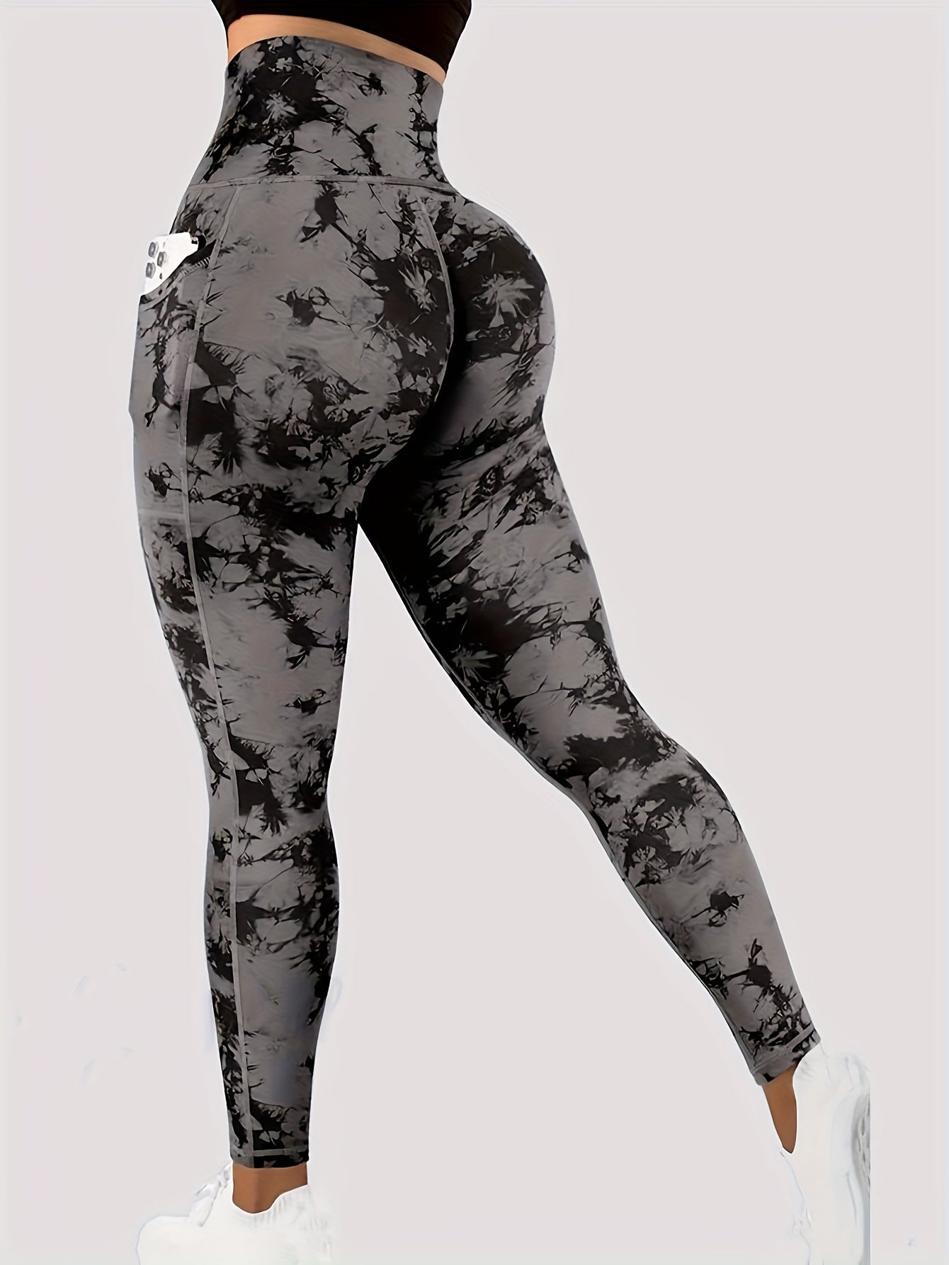 Tie Dye Tummy Control Fitness Gym Sports Leggings, High Waist Yoga Workout Running Butt Lifting Tight Pants, Women's Activewear Wide Waistband