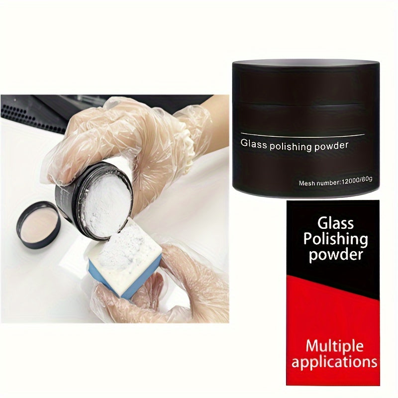 1 Pc 80g Cerium Oxide Glass Polishing Powder - Car Window & Mirror Scratch Removal, with Sponge